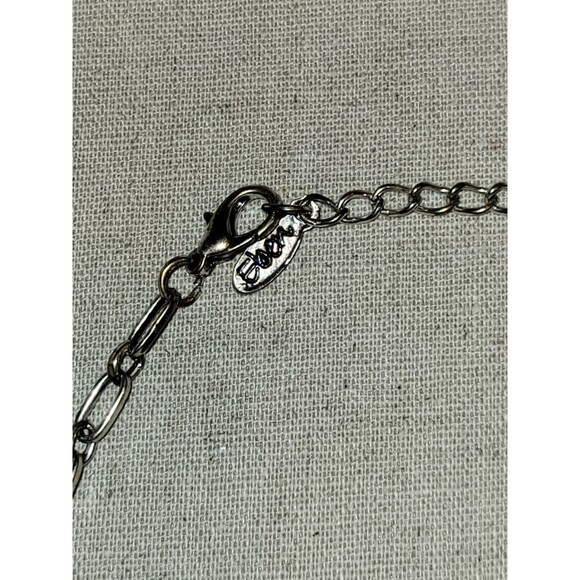 Vintage Signed Eben Chunky Abstract Faux Stone Design Bib Silver Tone Necklace - Picture 4 of 5